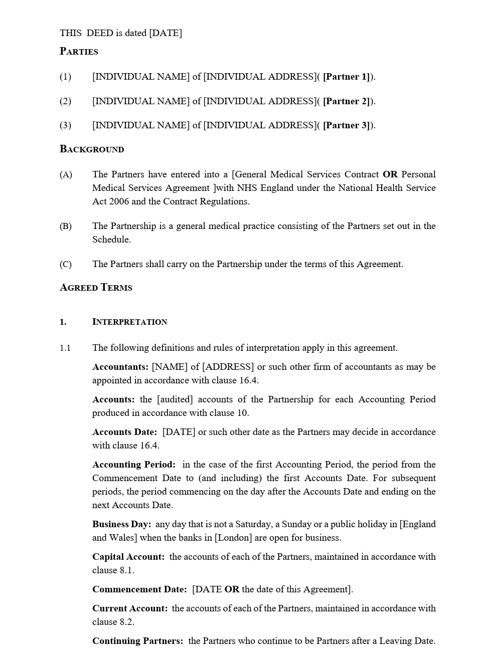 Partnership Agreement - Medical Practice